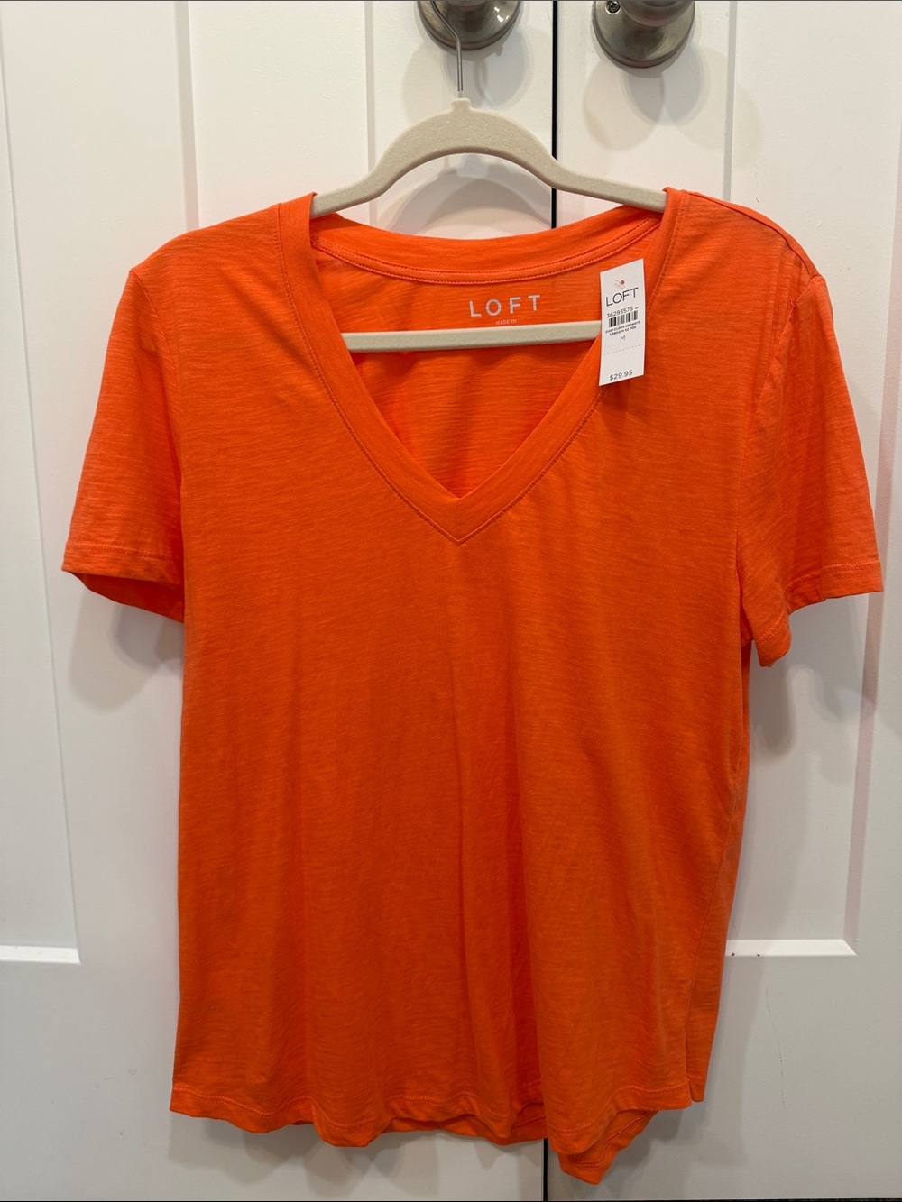 LOFT Women's V-Neck Short Sleeve Tee in Orange